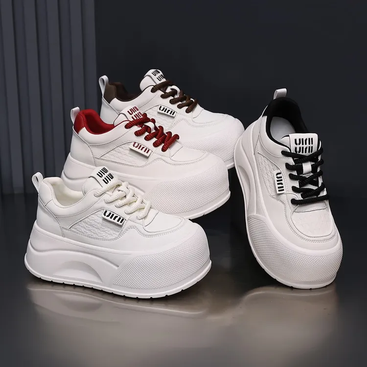 【单鞋-加绒 】7CM厚底小白鞋女2025秋冬新款保暖增高小个子板鞋