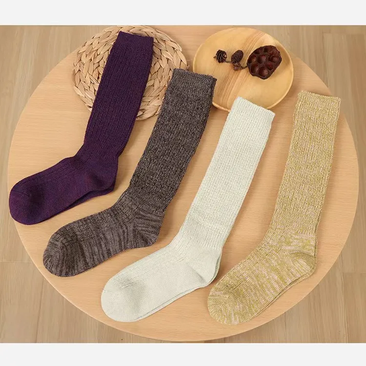 麻享【2双装·堆堆袜】亚麻长筒袜抗菌吸汗透气男女款袜混色FSY51076