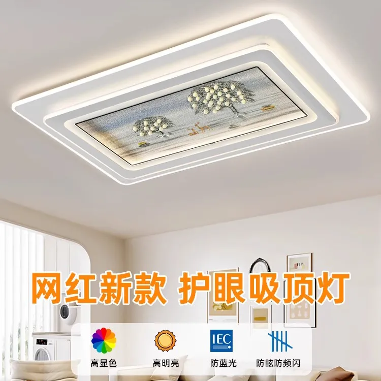 2025新款网红led主卧室灯现代简约浪漫房间客厅灯长方形吸顶灯具