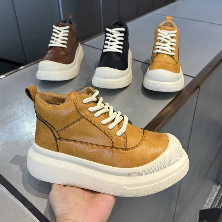 55-213冬季新款男士加绒保暖高帮棉鞋厚底防滑耐磨雪地工装男鞋