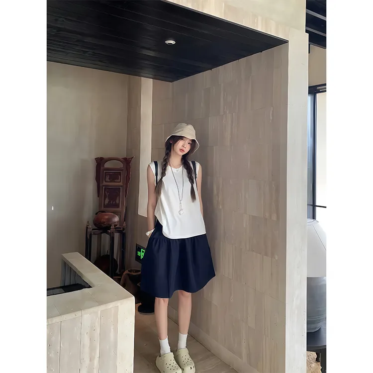 学院风半身裙女夏季2025新款高腰a字中裙显瘦日系小个子短款伞裙