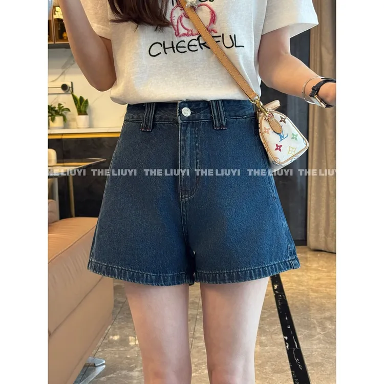 新款高腰显瘦宽松薄牛仔短裤56045