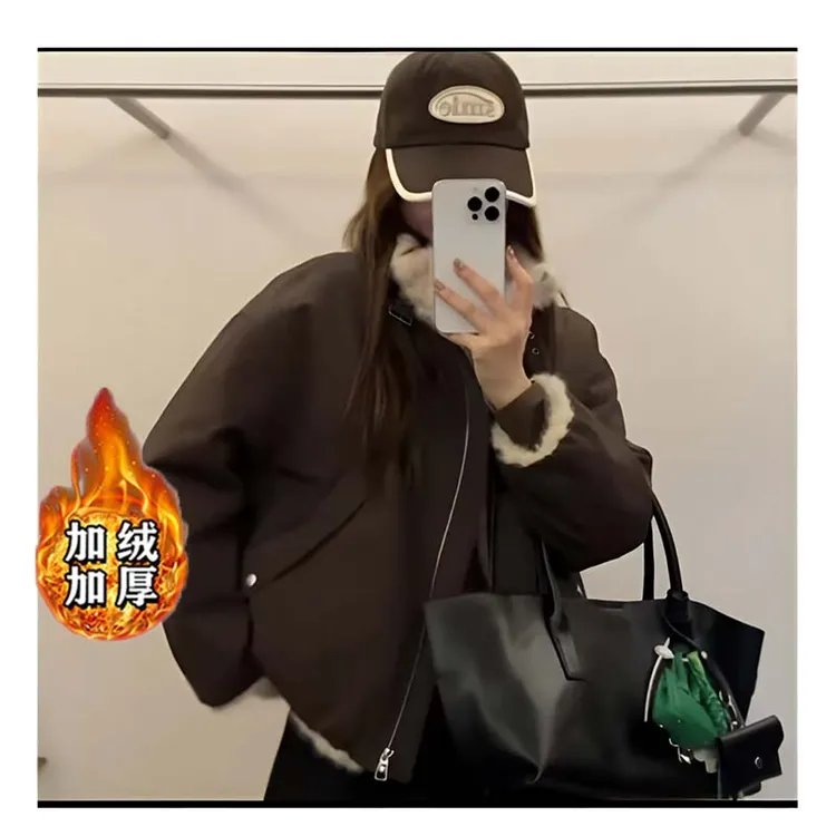 【爆款】【加绒加厚】2025秋冬宽松休闲派克服新款外套女D4491