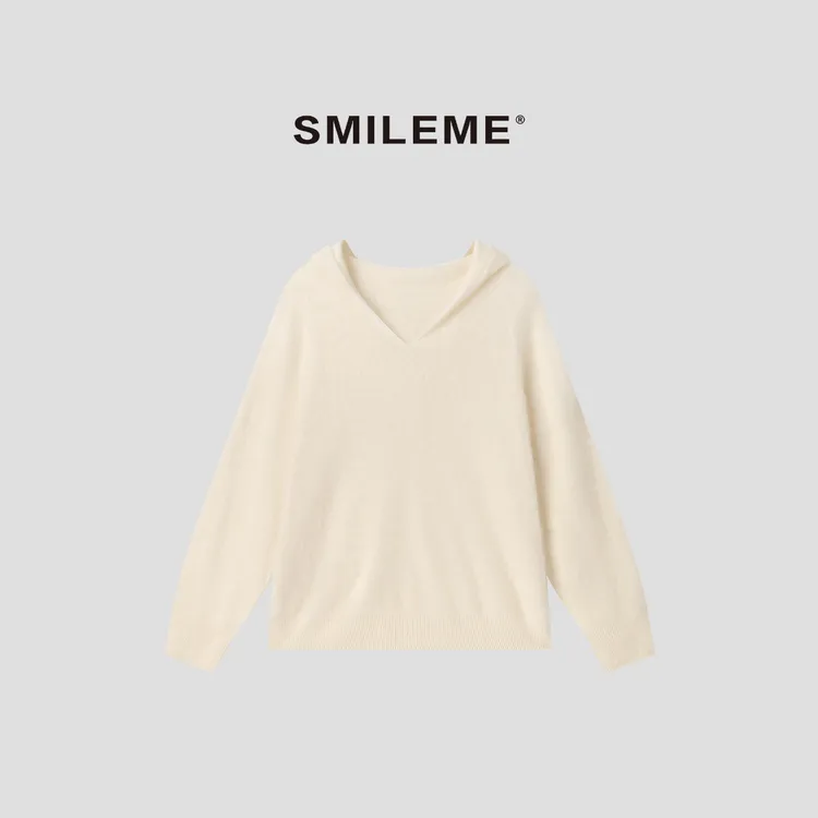 3-SMILEME【秋水暖语】舒适宽松秋冬连帽长袖毛衫卫衣R5376024