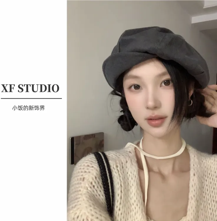 【XF STUDIO】2025早春新款素板一帽四戴多种戴法贝雷八角帽