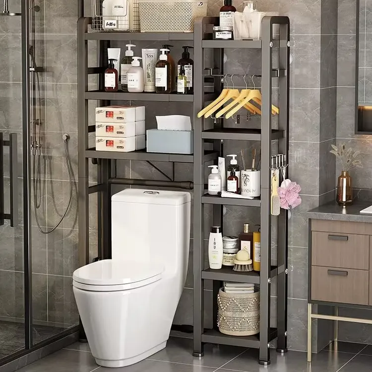 卫生间落地式马桶收纳架阳台滚筒翻盖洗衣机置物架浴室防水储物架