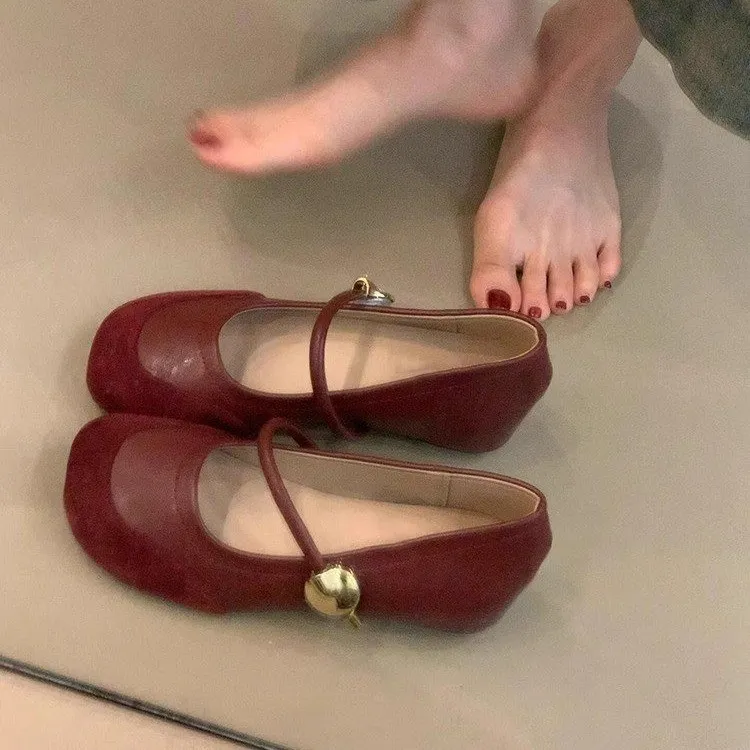 复古奶奶鞋女一字带圆头软皮玛丽珍鞋百搭内增高法式配裙晚风单鞋