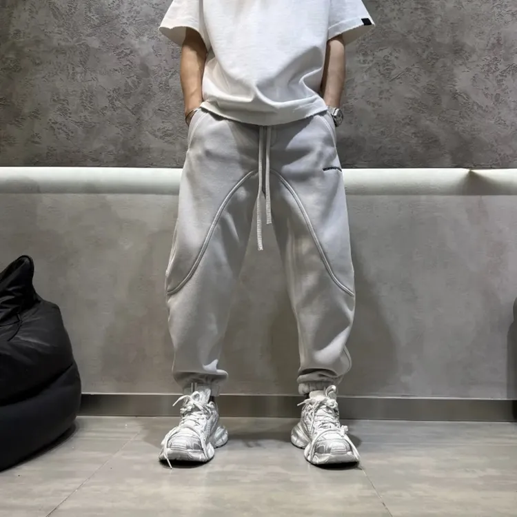 冬款男士简约百搭休闲裤高级感潮流宽松舒适运动卫裤厚款束脚裤潮