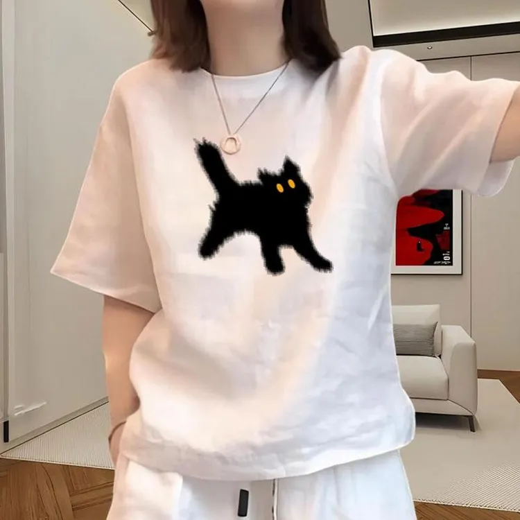 夏季时尚正肩上衣短袖t恤女款2025款洋气休闲圆领白色短袖t恤女款