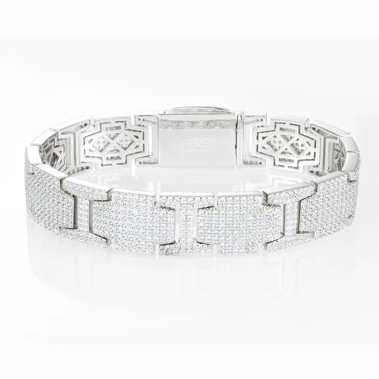 魔匠 925银莫桑石手链 嘻哈银色小众霸气潮流奢华首饰生日礼物