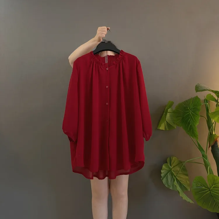 厚款立体裁剪创意圆领上衣中长款长袖气质百搭宽松设计感