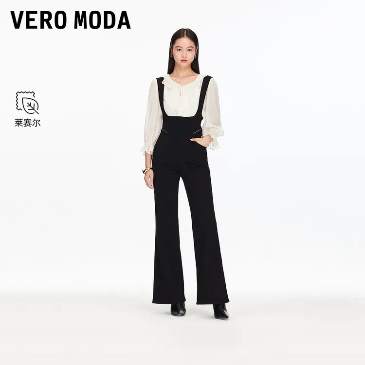 Vero Moda连体牛仔裤【流星腰线】新款含莱赛尔背带喇叭裤325364003