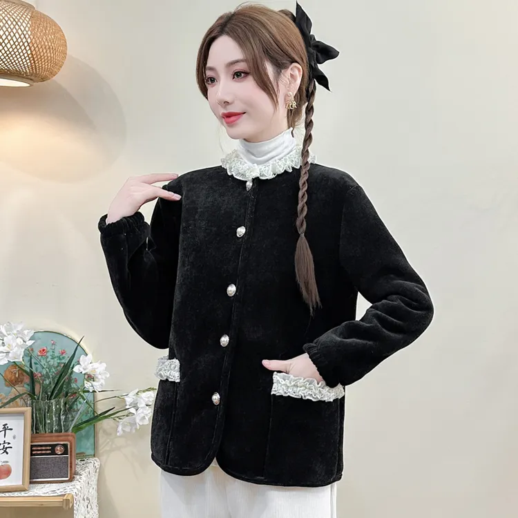 冬季新款女装棉袄三层加绒加厚保暖棉服外穿居家服小香风棉衣外套