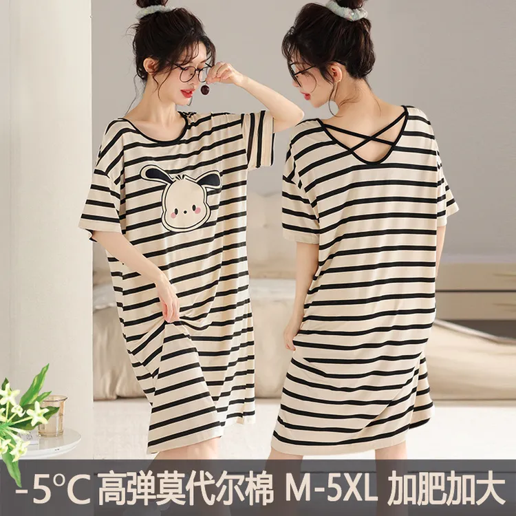 莫代尔2025新款爆款睡裙女夏季冰丝短袖甜美卡通睡衣可外穿连衣裙