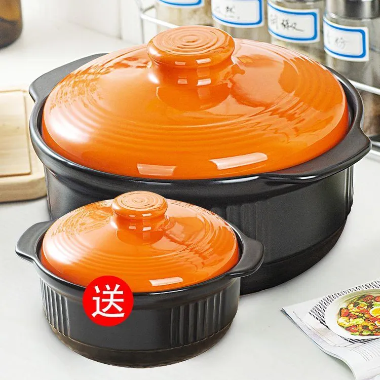 乌鲁木齐发货康舒两件套砂锅彩盖陶瓷煲日式汤锅明火直烧炖锅大容