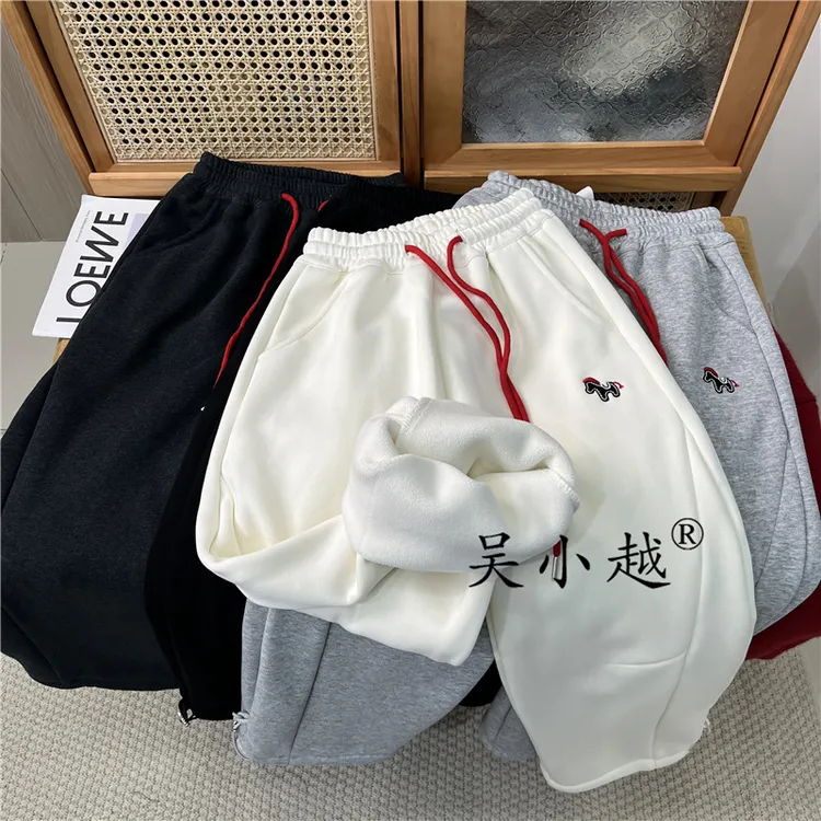 吴小越W1908男童加绒小马冬款儿童长裤男孩卫裤休闲灰色运动裤