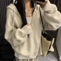 韩系连帽拉链卫衣外套女秋季2025新款内搭慵懒高级感短款毛衣
