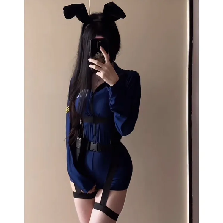 哥弟阿玛施正品兔子警官朱迪制服套装女设计感紧身连体短裤+绑带