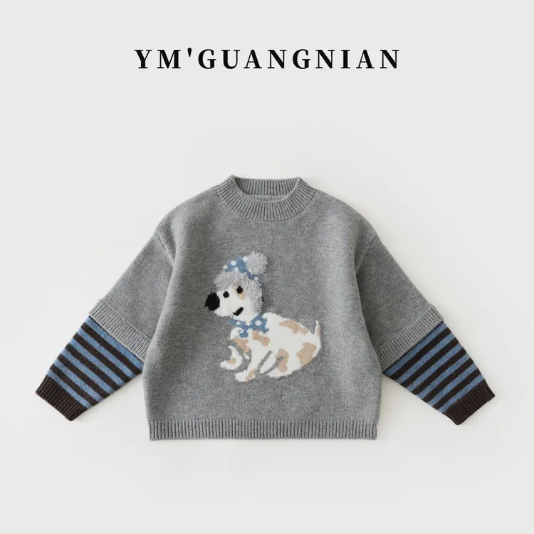 【幼棉光年】冬季儿童新款韩版毛衣时尚百搭圆领针织毛衣J-323721
