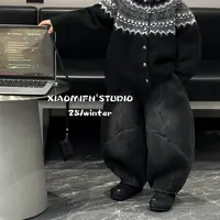 现货【实体品牌】2025秋冬韩版加绒灯笼牛仔裤男儿童洋气宽松35357