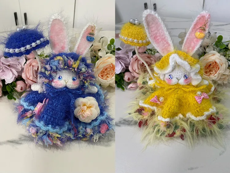 成品重工糖糖兔底座礼物DIY钩织礼物
