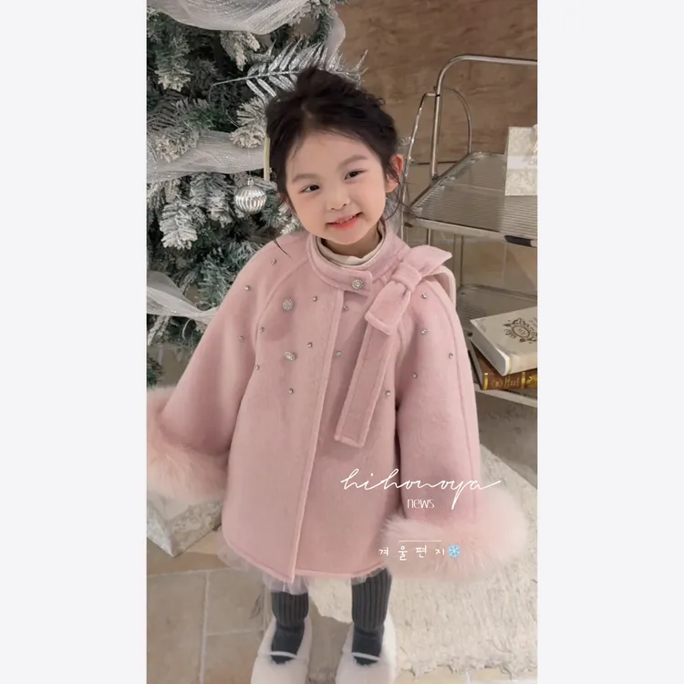 【香阀世家】十四Hihoniya~2025冬宝宝澳洲羊毛白狐狸毛双面呢大衣