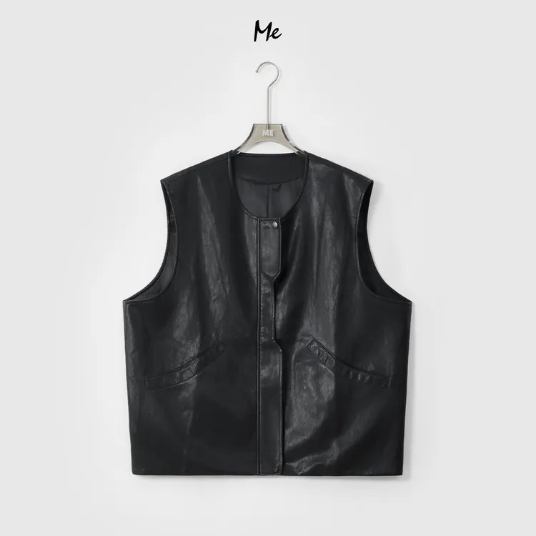 ME【中古雅痞马甲】复古老钱显瘦时尚百搭宽松休闲皮衣马甲MESA0514