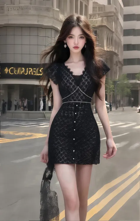 夏季新款黑色轻熟知性风V领收腰包臀连衣裙女小众设计高级感裙子