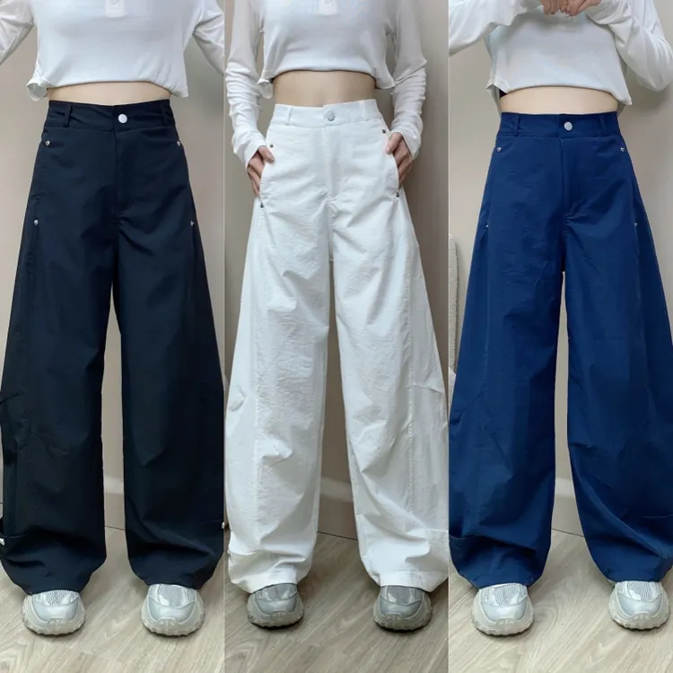 铆钉设计感弯刀裤女秋季新款宽松高腰跳舞裤子显瘦百搭阔腿工装裤