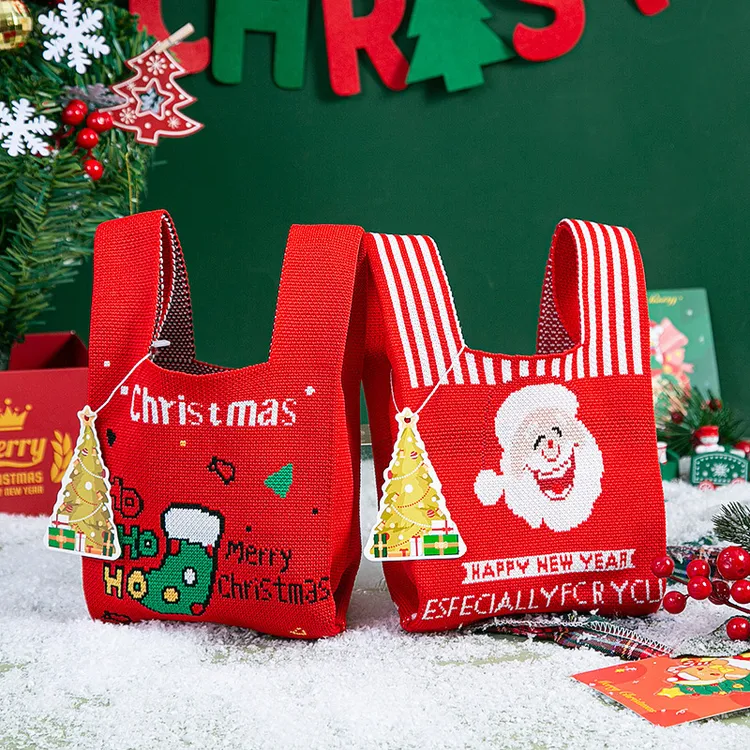 红色圣诞礼品袋圣诞节糖果零食袋平安果包装袋包装苹果袋包装袋