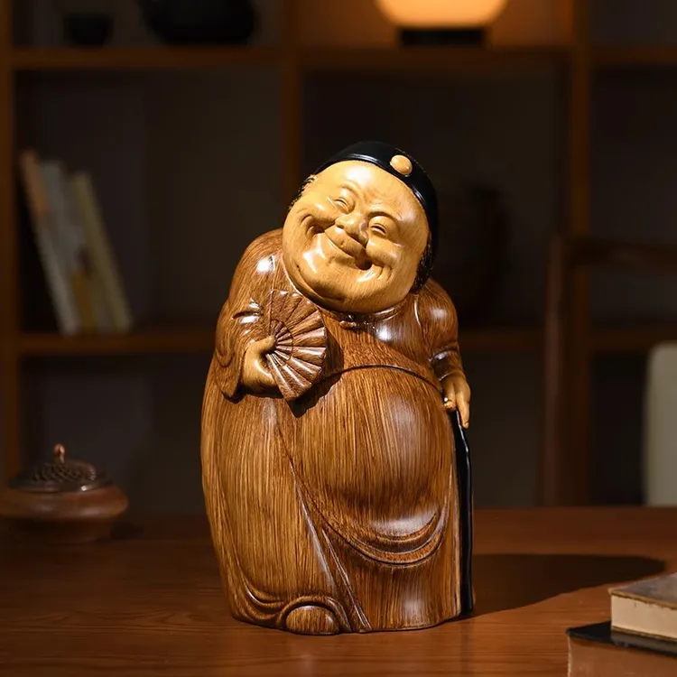 新中式摆件古风地主婆仿竹根木雕工艺品创意酒柜书房茶室空间装饰