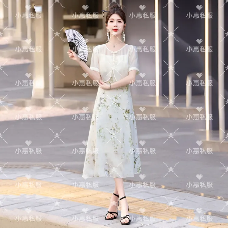 【小惠专属】新中式女装时尚套装2025夏季新款国风洋气两件套外套连衣裙套裙