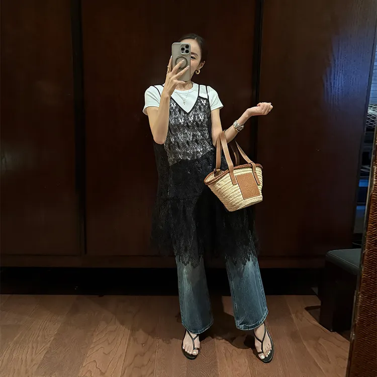 靠谱。【高阶叠穿】新款重磅客订進口蕾丝吊带裙KP250620