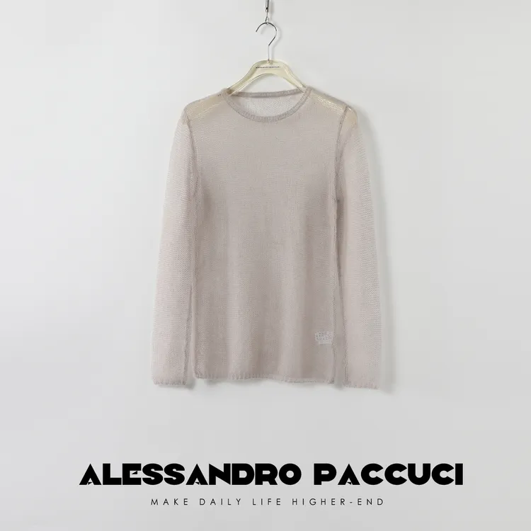 AP洛哥24674X马海毛+羊毛圆领多色长袖轻薄透感时尚百搭套头衫