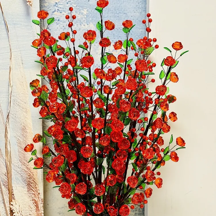 水晶玫瑰高桌摆手工DIY摆件材料包