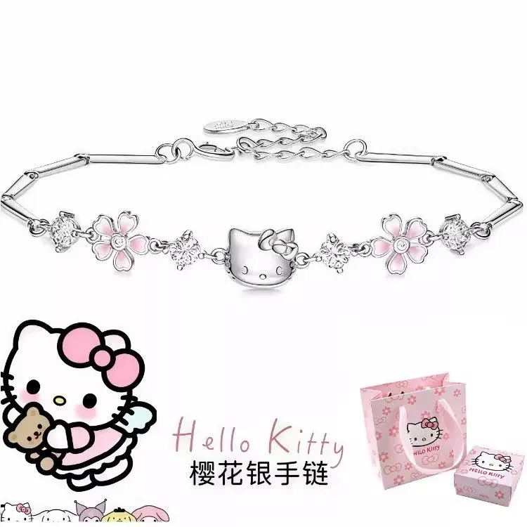 925银手链 手链女S925银粉色  HelloKittyins  甜美轻奢 生日礼物