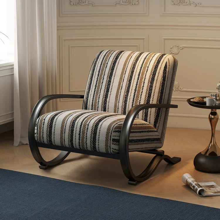 美物俪家复古单人沙发椅伯克休闲椅阳台客厅卧室设计师单椅小沙发