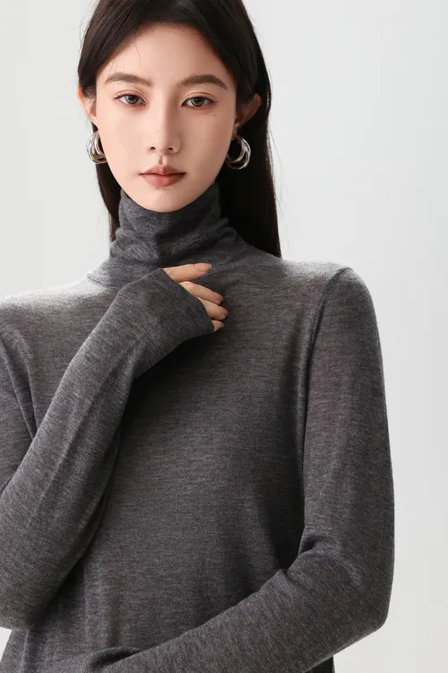 【水溶绵羊毛】秋冬百搭针织柔软无束缚不扎肤长袖堆堆领打底衫