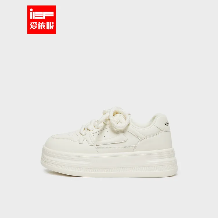 IEF/爱依服2025冬季韩版休闲小众纯色百搭女低帮厚底小白鞋