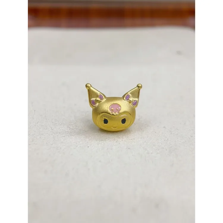 辉通黄金足金999蝴蝶结少女粉库洛米转运珠DP1980