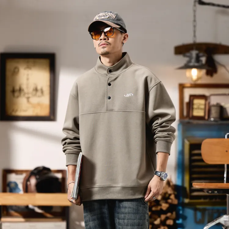 仓石一树2026马年本命年红色卫衣男秋冬美式POLO立领刺绣休闲衣服