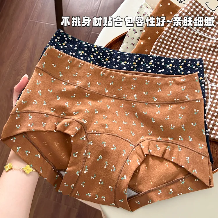 CHAXIAOA/茶小阿纯棉加长底裆舒适透气弹力包臂防走光中腰内裤女