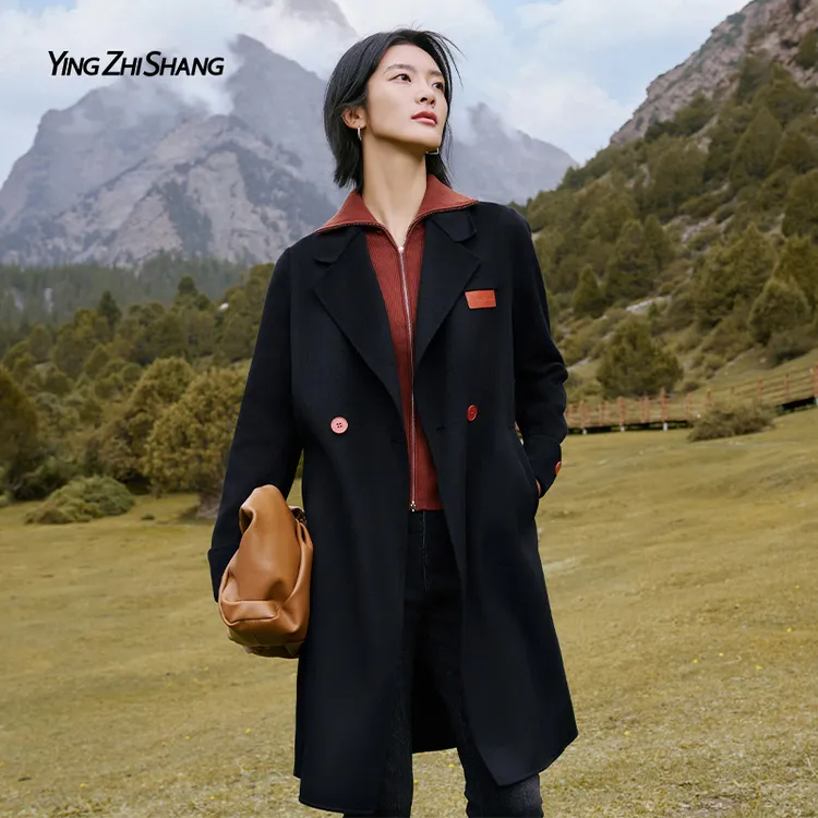 【陈数同款】赢智尚绵羊毛长款双面呢大衣女高档保暖秋冬新ZL00326