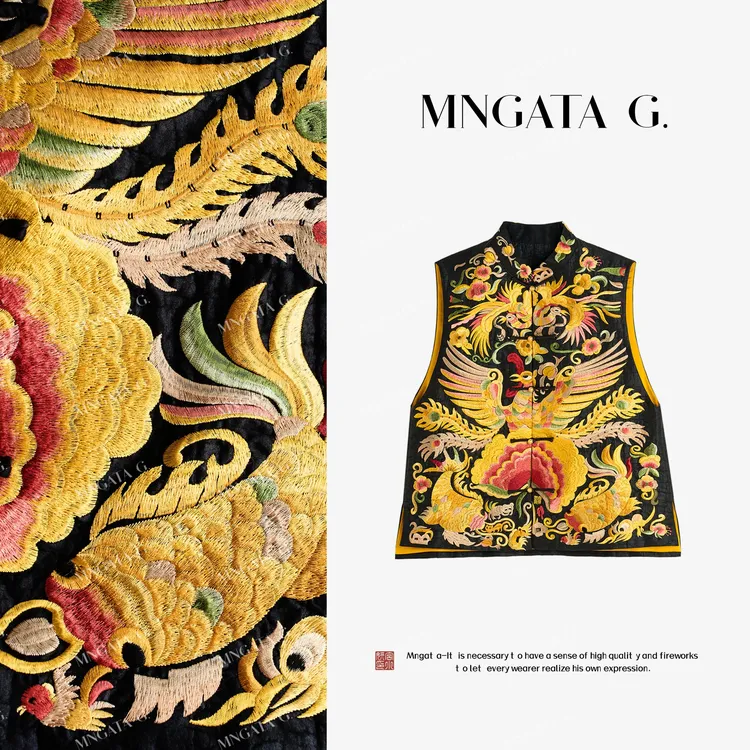 MNGATA G.宫小妍【香云纱·凤舞九天】早秋新中式中国风马甲5061918