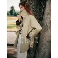 ELLE流光风PU皮拼接秋季风衣外套女款2025高级感时尚洋气EF50369