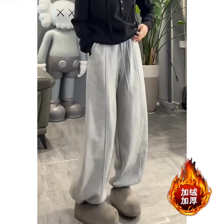 艾塔莉阔腿裤束脚两穿百搭松紧腰灯笼裤宽松加绒休闲裤冬季新款女