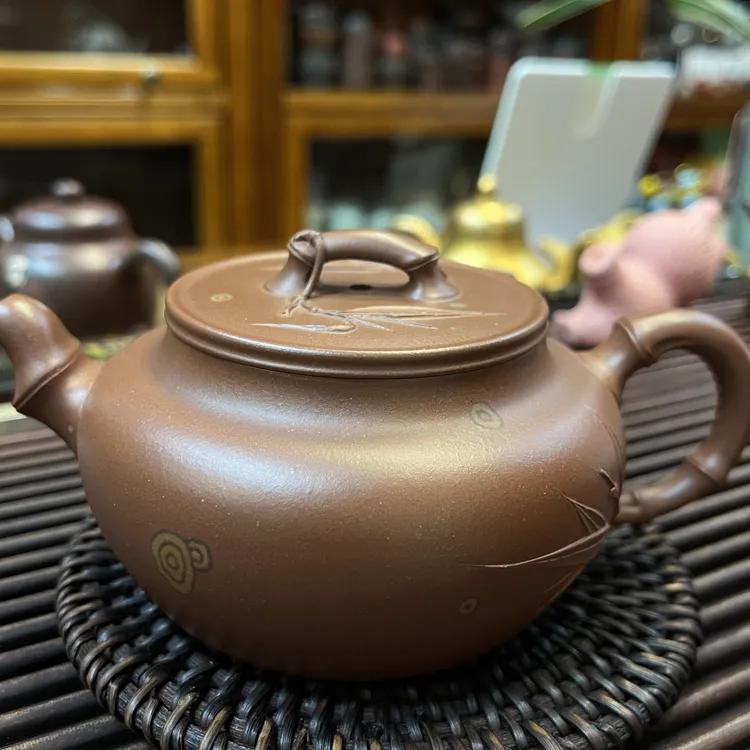 瑞竹  汤宣武老师 原矿底槽清泥  230cc 彩泥绘出贵妃竹斑纹