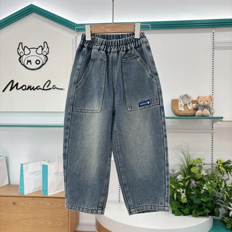 MOMOCO/玛米玛卡男童牛仔裤儿童韩版休闲百搭长裤77330350033
