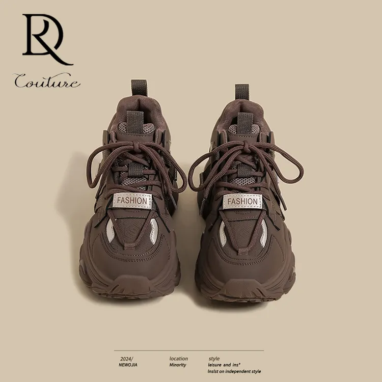 【DR轻奢正品】韩系仙女温柔美搭黑色老爹鞋女2025秋冬港风熊猫拼接