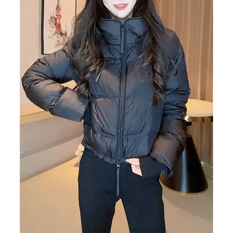 运动休闲通勤风长袖棉服2026时尚气质小个子韩版显瘦纯色拼接外套